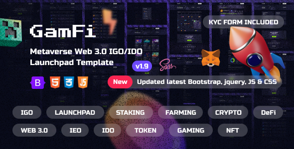 GamFi – Metaverse Web3 IGO Launchpad HTML5 Template