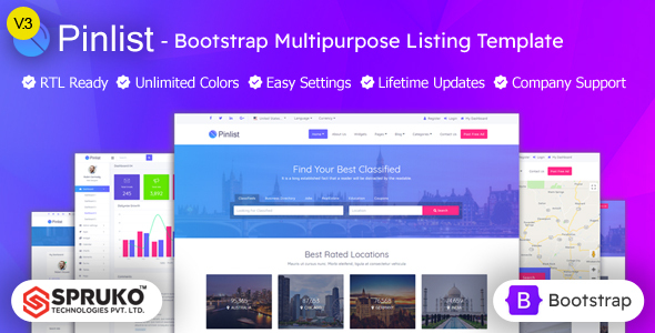Pinlist – Directory, Classifieds and Jobs Multipurpose Bootstrap5 HTML5 Listing Template