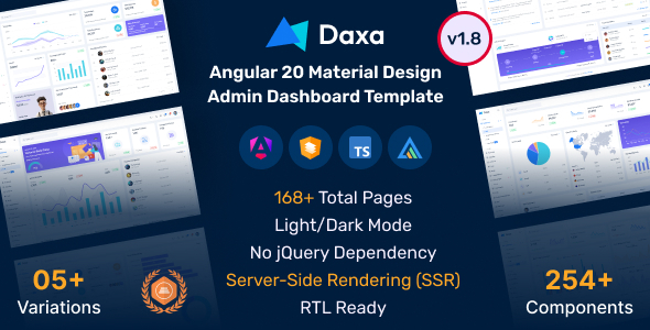 Daxa – Angular 20 Material Design Admin Dashboard Template + SSR