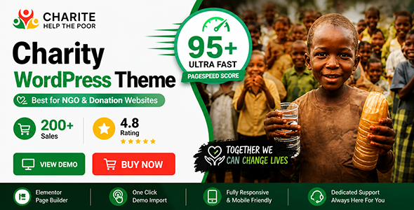 Charite – Nonprofit Charity & Donation WordPress Theme