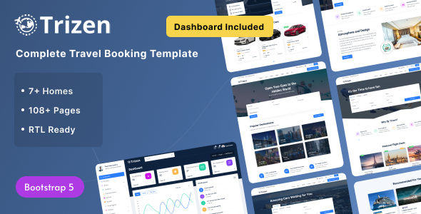 Trizen – Travel Hotel Booking HTML5 Template with Dashboard and RTL Ready
