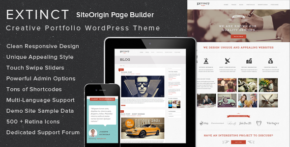 Extinct – Retro Vintage Portfolio WordPress Theme