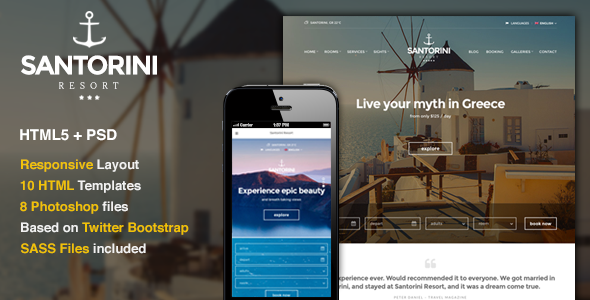 Santorini Resort – Responsive Hotel Template