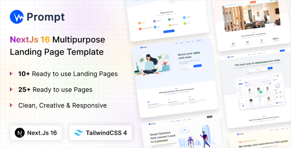 Prompt – Multipurpose Next.js 16 Landing Page Template (Tailwind CSS 4)