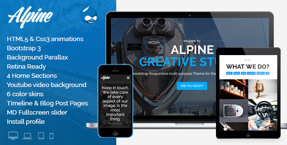 Alpine – Responsive One Page Parallax Drupal Theme