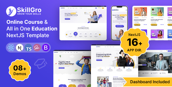 SkillGro – Online Courses & Education React NextJS Template