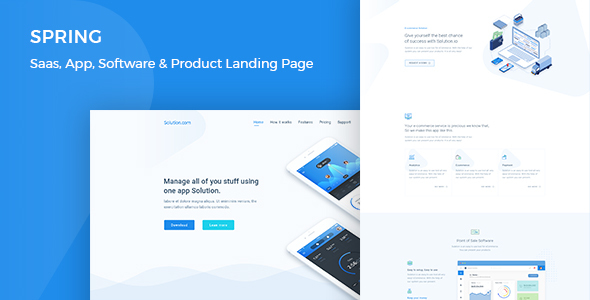 Spring – Software, App, Saas & Product Showcase Landing HTML5 Template