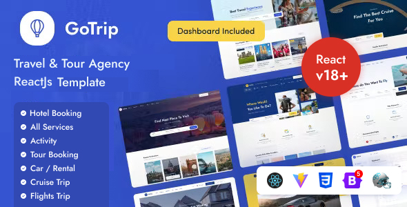 GoTrip – Travel & Tour Agency React Js Template