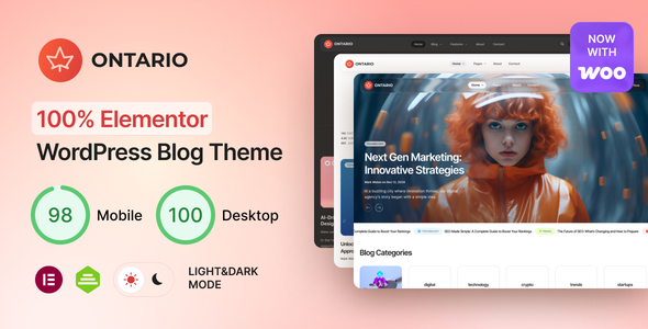 Ontario – 100% Elementor Blog WordPress Theme