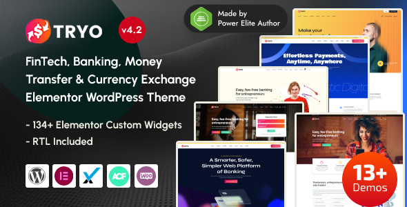 Tryo – FinTech, Banking, Money Transfer & Currency Exchange Elementor WordPress Theme