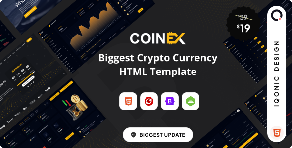 COINEX – Crypto Currency Admin Dashboard Template