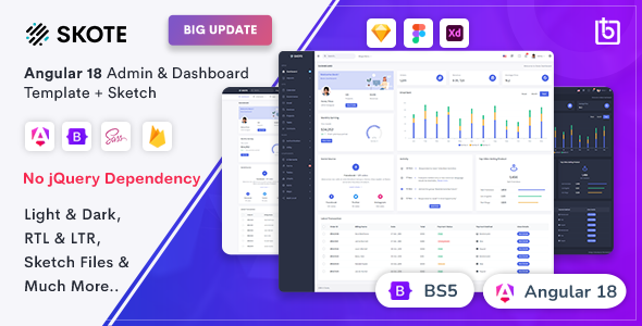 Skote – Angular 18 Admin & Dashboard Template + Sketch