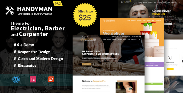 Handyman – WordPress Theme for Electrician, Barber, Carpenter Services