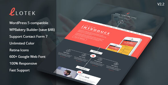 Lotek – Modern App Landing Page WordPress Theme