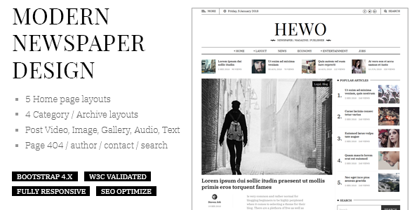 Hewo – Modern Newspaper Magazine Blog HTML Template